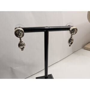 Brighton Dangle Heart Drop Earrings Silver Tone 1 Inch Length